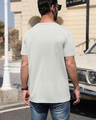 Mens Waffle Henley Shirts Short Sleeve Button Tops Casual Basic T Shirts Lightweight Summer Tees Knit 3 Pack in Saudi Arabia