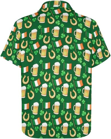 Mens St. Patrick's Day Shirt Irish Shamrock Casual Short Sleeve Button Down Hawaiian Shirts in Saudi Arabia