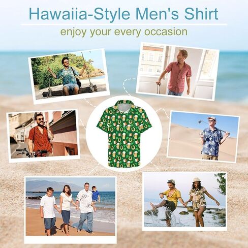Mens St. Patrick's Day Shirt Irish Shamrock Casual Short Sleeve Button Down Hawaiian Shirts in Saudi Arabia