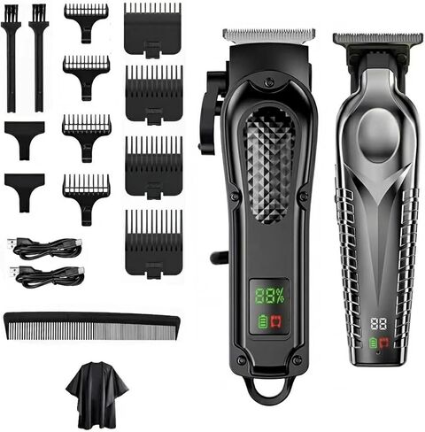 JININQ Professional Cordless Hair Clippers for Men, Adjustable Hair Trimmer Kit with LED Display, Precision Grooming Set for Haircuts, Beard, and Travel Use in Kuwait