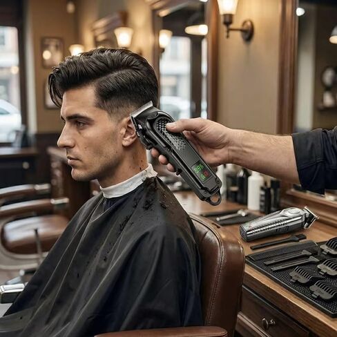 JININQ Professional Cordless Hair Clippers for Men, Adjustable Hair Trimmer Kit with LED Display, Precision Grooming Set for Haircuts, Beard, and Travel Use in Kuwait