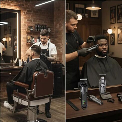 JININQ Professional Cordless Hair Clippers for Men, Adjustable Hair Trimmer Kit with LED Display, Precision Grooming Set for Haircuts, Beard, and Travel Use in Kuwait