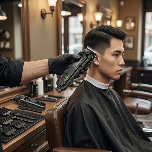 JININQ Professional Cordless Hair Clippers for Men, Adjustable Hair Trimmer Kit with LED Display, Precision Grooming Set for Haircuts, Beard, and Travel Use in Kuwait