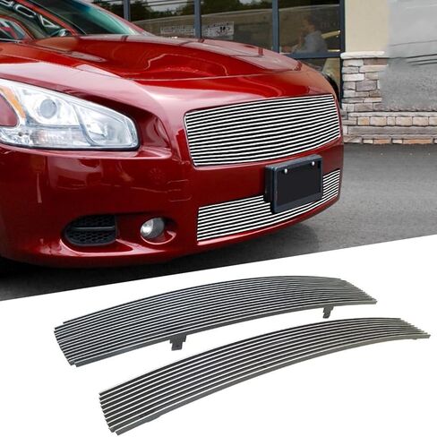 Compatible with 2009-2014 NISSAN Maxima Front Grille Aluminum Polished Billet Grille Grill Insert Combo Replacement Part in Saudi Arabia