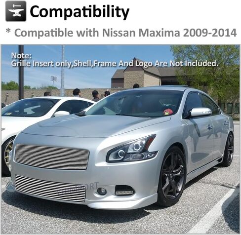 Compatible with 2009-2014 NISSAN Maxima Front Grille Aluminum Polished Billet Grille Grill Insert Combo Replacement Part in Saudi Arabia