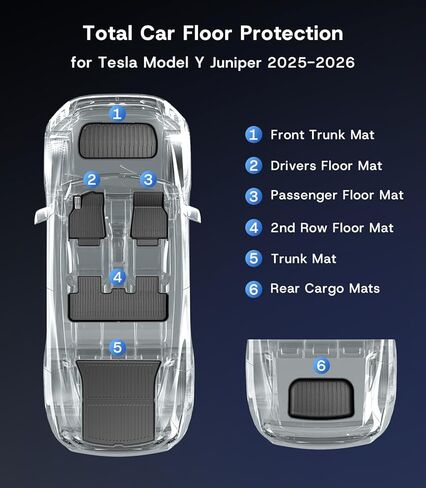 Floor Mats for Tesla Model 3 2021 2022 2023 All-Weather Custom Fit Interior Liners Waterproof Heavy Duty Floor Liners Front Real Seat Car Floor Mats Frunk Trunk Mats 6Pcs Full Set in Kuwait