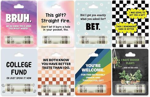 7 قطع من بطاقات الهدايا المتنوعة المضحكة للصبي والبنات وحاملات النقود للهدايا النقدية وحلي حامل المال لإهداء الشيكات النقدية اليومية وزينة شجرة عيد الميلاد وزينة معلقة للأموال in Kuwait