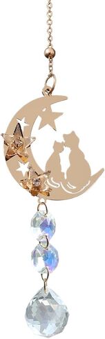 Crystal Suncatcher for Windows - Rainbow Maker Sun Catchers with Prisms Moon Star Cat Hanging Ornament for Christmas Wedding Garden Home Decor Gift in Saudi Arabia