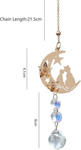 Crystal Suncatcher for Windows - Rainbow Maker Sun Catchers with Prisms Moon Star Cat Hanging Ornament for Christmas Wedding Garden Home Decor Gift in Saudi Arabia