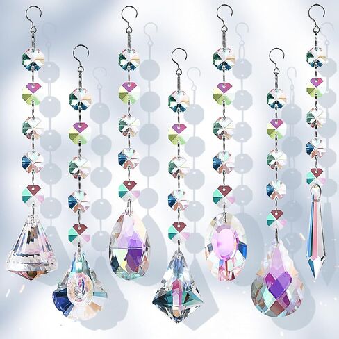Set 7 Crystal Prisms Sun Catchers for Window Hanging Rainbow Maker Glass Beads Pendants Sun Catchers for Garden Mother's Day Decoration in Saudi Arabia