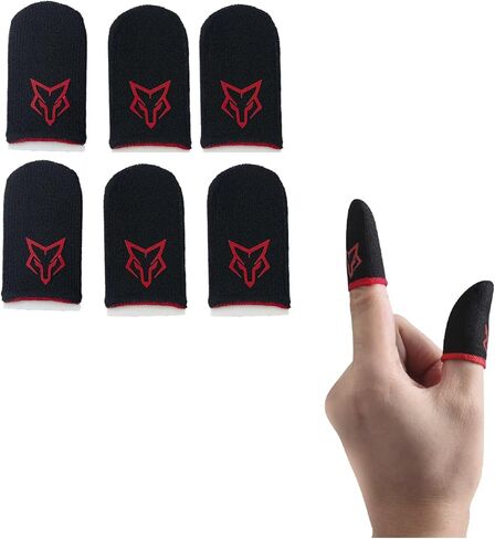Finger Sleeves Breathable Touchscreen for Mobile Games V1 (6pcs) Profesional Finger Gloves Gamer PUGB Free Fire COD (Red/Blue) in Saudi Arabia