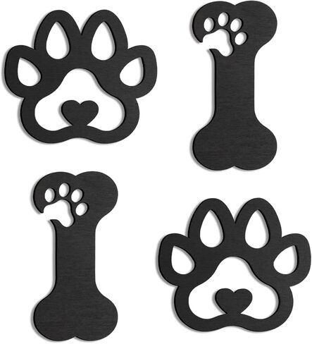 OYEFLY 4 Pcs Dog Room Decor,Wood Black Paw Prints Wood Wall Art (style 2) in Saudi Arabia