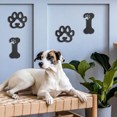 OYEFLY 4 Pcs Dog Room Decor,Wood Black Paw Prints Wood Wall Art (style 2) in Saudi Arabia