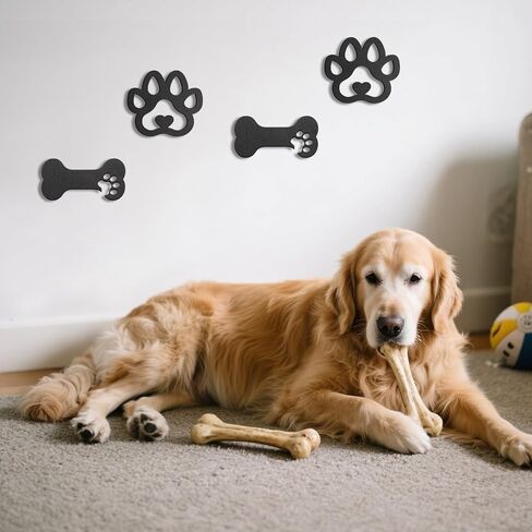 OYEFLY 4 Pcs Dog Room Decor,Wood Black Paw Prints Wood Wall Art (style 2) in Saudi Arabia