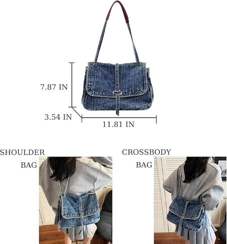 الدنيم حمل حقيبة عادية الرجعية الجمالية 2026 Crossbody جان المحافظ حقيبة يد حقيبة كتف الأزرق حقيبة ساعي من القماش للنساء in Kuwait