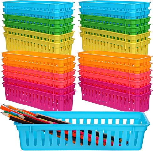 24-Pack Colorful Pencil Holders – PVC Classrooms Storage Baskets for Desk Organization, Learning Places Supplies, and Home Use (Blue/Green/Yellow/Orange/Red/Purple, 4 Each) in Kuwait
