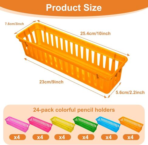 24-Pack Colorful Pencil Holders – PVC Classrooms Storage Baskets for Desk Organization, Learning Places Supplies, and Home Use (Blue/Green/Yellow/Orange/Red/Purple, 4 Each) in Kuwait
