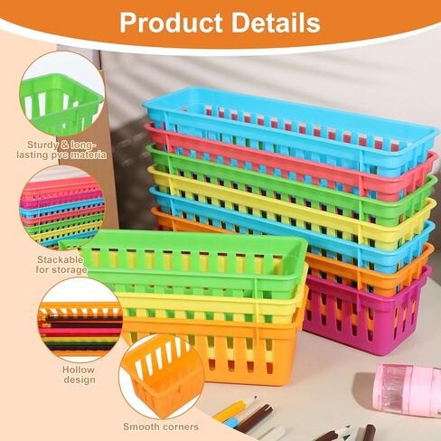 24-Pack Colorful Pencil Holders – PVC Classrooms Storage Baskets for Desk Organization, Learning Places Supplies, and Home Use (Blue/Green/Yellow/Orange/Red/Purple, 4 Each) in Kuwait