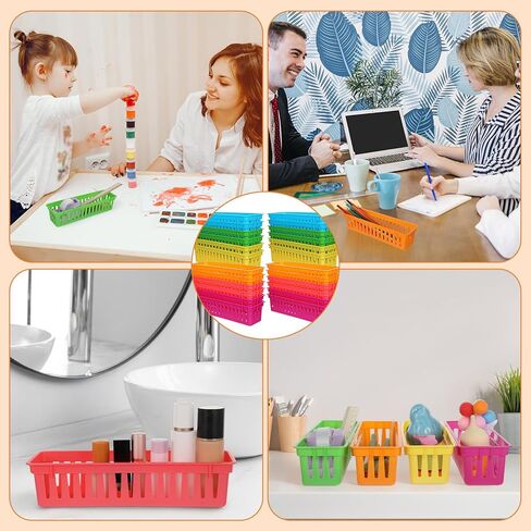 24-Pack Colorful Pencil Holders – PVC Classrooms Storage Baskets for Desk Organization, Learning Places Supplies, and Home Use (Blue/Green/Yellow/Orange/Red/Purple, 4 Each) in Kuwait