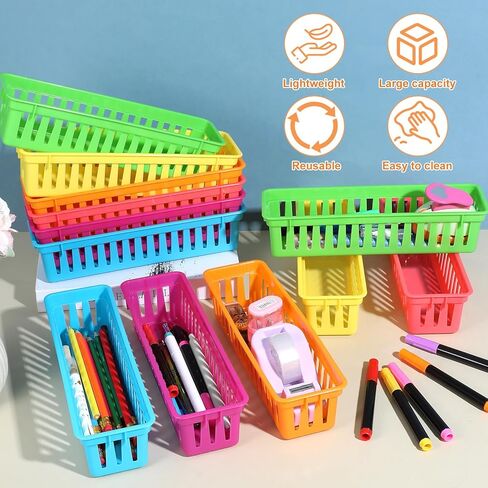 24-Pack Colorful Pencil Holders – PVC Classrooms Storage Baskets for Desk Organization, Learning Places Supplies, and Home Use (Blue/Green/Yellow/Orange/Red/Purple, 4 Each) in Kuwait