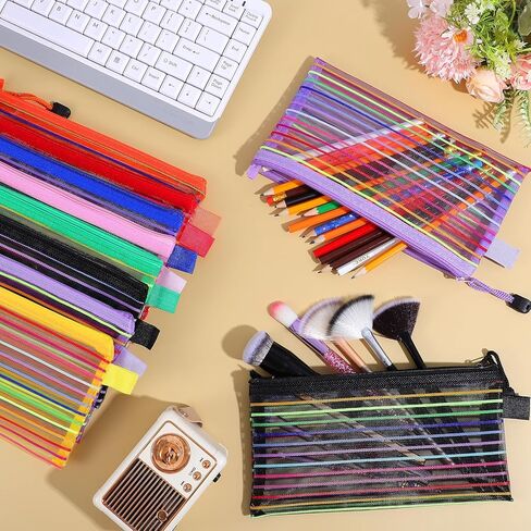 72 Pack Zipper Mesh Pouch Pencil Pouches Cases Multipurpose Storage Bag Travel Bags for Office Classroom Supplies Toiletries Cosmetic Puzzles Storage in Saudi Arabia