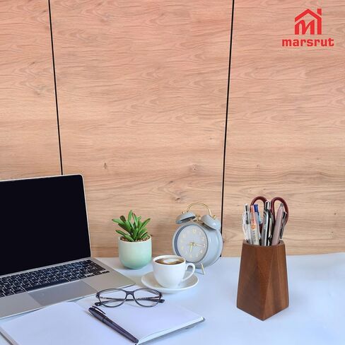 Marsrut Walnut Pencil Holder, Wooden Pen Holder Cup for Desk, Natural Wood Pen Stand for Home, Office, Bookshelf, Desktop, Makeup Brush Accessories - Cute Box/Container/Organizer (Octagonal) in Saudi Arabia