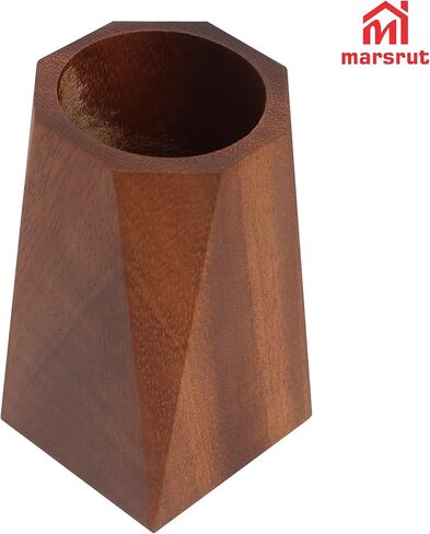 Marsrut Walnut Pencil Holder, Wooden Pen Holder Cup for Desk, Natural Wood Pen Stand for Home, Office, Bookshelf, Desktop, Makeup Brush Accessories - Cute Box/Container/Organizer (Octagonal) in Saudi Arabia