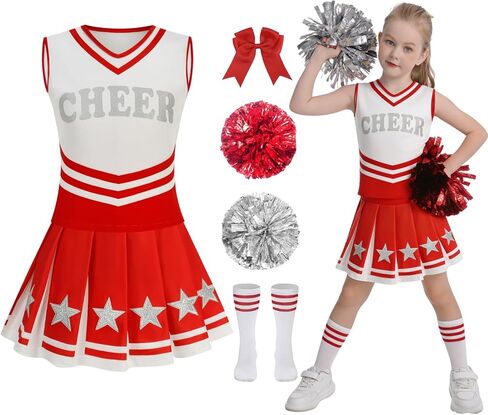 زي Yolsun Cheerleader التنكري للفتيات زي التشجيع لعيد الهالوين في المدرسة الثانوية وحفلات نجوم التشجيع in Saudi Arabia