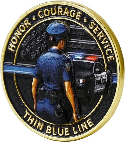 Female Police Challenge Coin Thin Blue Line Collectible Coin for Woman Enforcement Officers Honor Courage Service Police Gifts for Support Recognition (Female Police Coin-1 PC) in Saudi Arabia