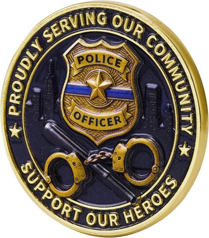 Female Police Challenge Coin Thin Blue Line Collectible Coin for Woman Enforcement Officers Honor Courage Service Police Gifts for Support Recognition (Female Police Coin-1 PC) in Saudi Arabia