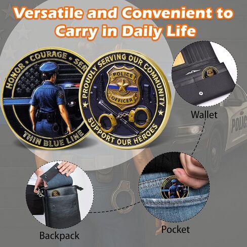 Female Police Challenge Coin Thin Blue Line Collectible Coin for Woman Enforcement Officers Honor Courage Service Police Gifts for Support Recognition (Female Police Coin-1 PC) in Saudi Arabia