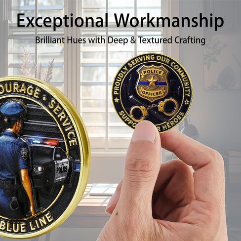 Female Police Challenge Coin Thin Blue Line Collectible Coin for Woman Enforcement Officers Honor Courage Service Police Gifts for Support Recognition (Female Police Coin-1 PC) in Saudi Arabia