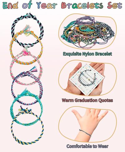 48 مجموعة من هدايا نهاية العام للطلاب - مجموعة أساور الصداقة من الصف الخامس، سوار تخرج قابل للتعديل مع بطاقات، هدايا طلاب التخرج من هدايا حفلات المدرسة للمدرسين in Kuwait