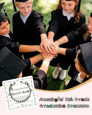 48 مجموعة من هدايا نهاية العام للطلاب - مجموعة أساور الصداقة من الصف الخامس، سوار تخرج قابل للتعديل مع بطاقات، هدايا طلاب التخرج من هدايا حفلات المدرسة للمدرسين in Kuwait
