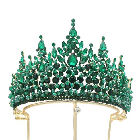 QXMYOO بطول 4 سم تاج من خليط معدني باروكي كريستال للنساء من حجر الراين تاج عصابة رأس للزفاف، عيد الميلاد، إكسسوار زي الأميرة (أحمر) in Kuwait