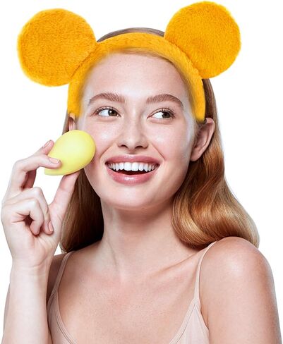 Yellow Bear Ears Headband and Tail Set,Yellow Bear Headband Animal Ears for Women Adult Halloween Costume Cosplay Party Accessories in Kuwait