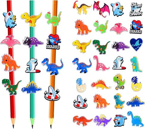 WSICSE 100Pcs Pencil Toppers Decoration for Kids, PVC Pencil Clip, Cute Pencil Charms Decoration Accessories, Classroom Rewards, School Gifts, Student Supplies in Saudi Arabia