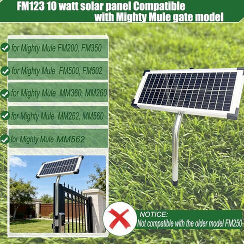 طقم الألواح الشمسية FM123 10 وات لفتحات البوابة الأوتوماتيكية Mighty Mule GTO PRO، شاحن بطارية لوحة شمسية محمول 12 فولت، استبدل FM350 MM260 MM560 FM200 FM350 FM500 FM502 FM700 MM571W MM271 MM360 in Kuwait
