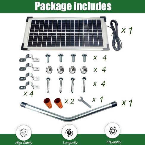 طقم الألواح الشمسية FM123 10 وات لفتحات البوابة الأوتوماتيكية Mighty Mule GTO PRO، شاحن بطارية لوحة شمسية محمول 12 فولت، استبدل FM350 MM260 MM560 FM200 FM350 FM500 FM502 FM700 MM571W MM271 MM360 in Kuwait