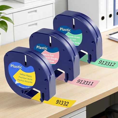 Label Tape Replacement Compatible with Dymo Label Maker Refills LT-100H LT-100T 200B, 3 Pack(Sakura Pink, Avocado Green, Yellow), 12mm x 4m (0.47''x13') in Saudi Arabia