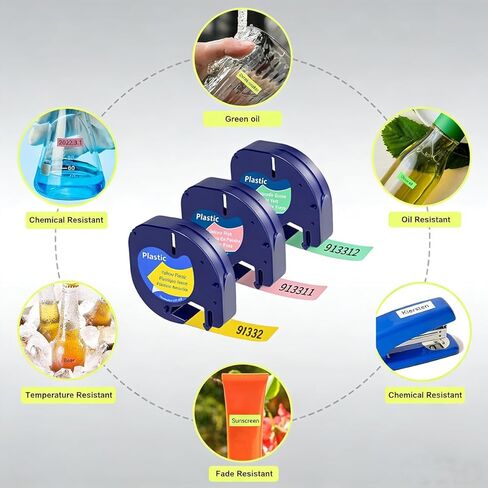 Label Tape Replacement Compatible with Dymo Label Maker Refills LT-100H LT-100T 200B, 3 Pack(Sakura Pink, Avocado Green, Yellow), 12mm x 4m (0.47''x13') in Saudi Arabia