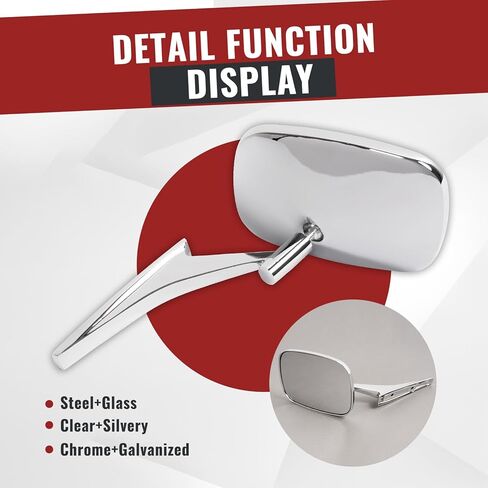 HECASA Outside Door Mirrors Compatible with 68-72 Chevrolet Chevy Chevelle & Nova & El Camino & 68-69 Camaro & 68-70 Impala & 70-72 Station Wagon, Steel Glass Silvery Mirrors Left Driver Side in Saudi Arabia