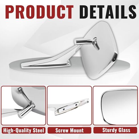 HECASA Outside Door Mirrors Compatible with 68-72 Chevrolet Chevy Chevelle & Nova & El Camino & 68-69 Camaro & 68-70 Impala & 70-72 Station Wagon, Steel Glass Silvery Mirrors Left Driver Side in Saudi Arabia