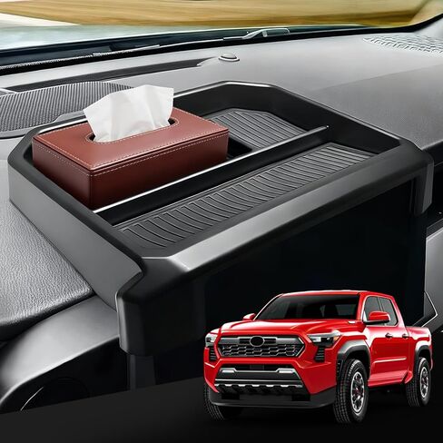صينية تخزين لوحة القيادة لسيارة Toyota Tacoma 2026 2025 2024، منظم لوحة أجهزة القياس مقاس 8 بوصة لملحقات Tacoma، صينية تخزين منظم وحدة التحكم المركزية مع وسادة سيليكون مضادة للانزلاق (شاشة 8 بوصة فقط) in Kuwait