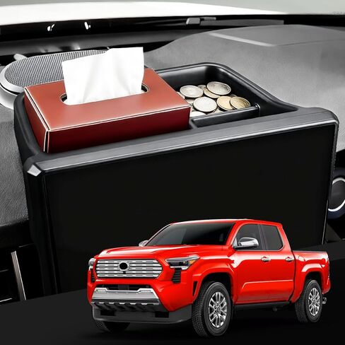 صينية تخزين لوحة القيادة لسيارة Toyota Tacoma 2026 2025 2024، منظم لوحة أجهزة القياس مقاس 8 بوصة لملحقات Tacoma، صينية تخزين منظم وحدة التحكم المركزية مع وسادة سيليكون مضادة للانزلاق (شاشة 8 بوصة فقط) in Kuwait