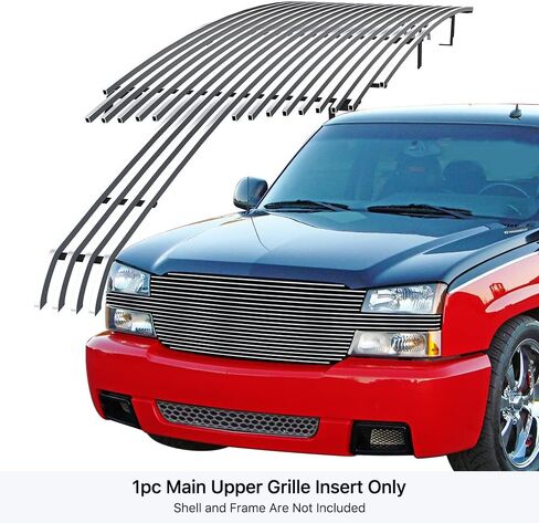 APS Premium Stainless Steel SS Chrome Billet Grille Grill Insert Compatible with Chevy Silverado 1500 2003 2004 2005 & 03-04 2500 3500 & 02-06 Avalanche Main Upper N19-A62058C in Saudi Arabia