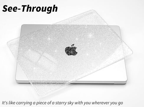 UESWILL for MacBook Pro 16 inch Case M5 M4 M3 M2 M1 A3429 A3428 A3403 A3186 A2991 A2780 A2485 (2021-2026 Release), Glossy Sparkling Hard Shell Cover + Microfiber Cloth, Glitter Clear in Kuwait