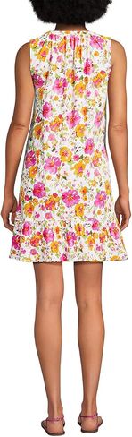 Lands' End Women's Sleeveless Cotton Jersey Notch Neck Flounce Dress in Saudi Arabia