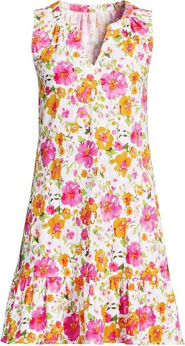 Lands' End Women's Sleeveless Cotton Jersey Notch Neck Flounce Dress in Saudi Arabia