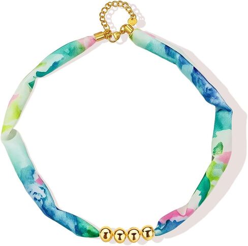 Scarf Necklace with Charm Bandana Flower Blue Black Dainty Statement Dresses for Women Accessories Jewelry Gifts in Saudi Arabia